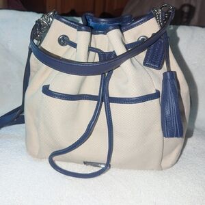 Coach Avery Canvas And Leather Drawstring Closure Shoulder Bag. F 28913